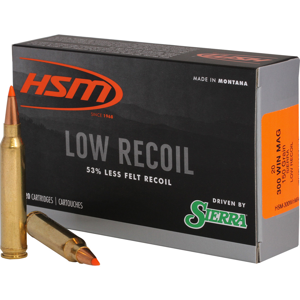 HSM Low Recoil 300 Winchester Magnum Sierra Bullet 150 Grain 20 Rounds