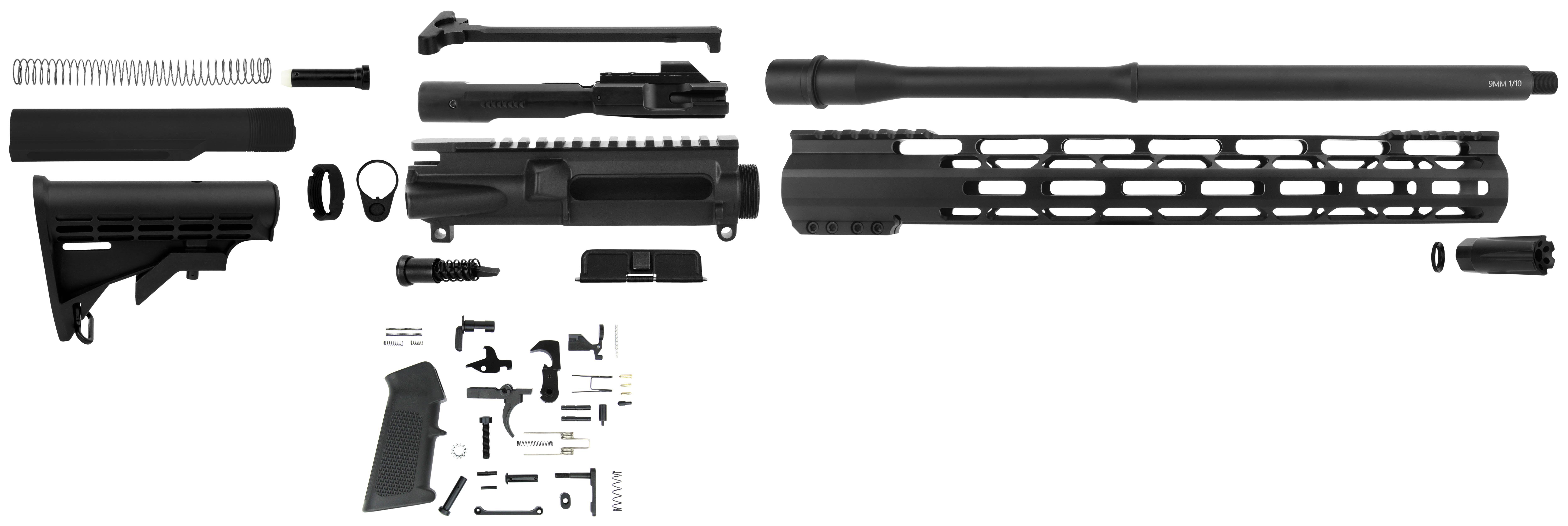 TacFire Ar Build Kit 9mm Luger Rifle Ar-15 Nitride Steel 1/2-36 Tpi