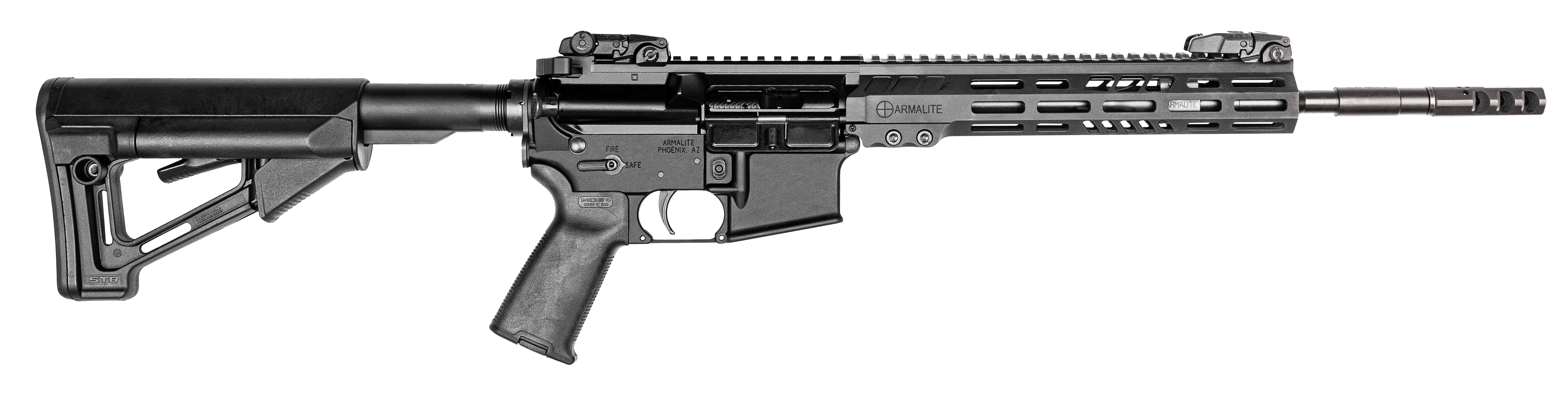 Armalite M-15 Tactical SBR, 223 Remington, 14.5in. Barrel, 30rd, 10" MLOK Handguard, Magpul MOE Grip, STR Stock, & MBUS flip-up sights - Black (NPN: M15TC14)