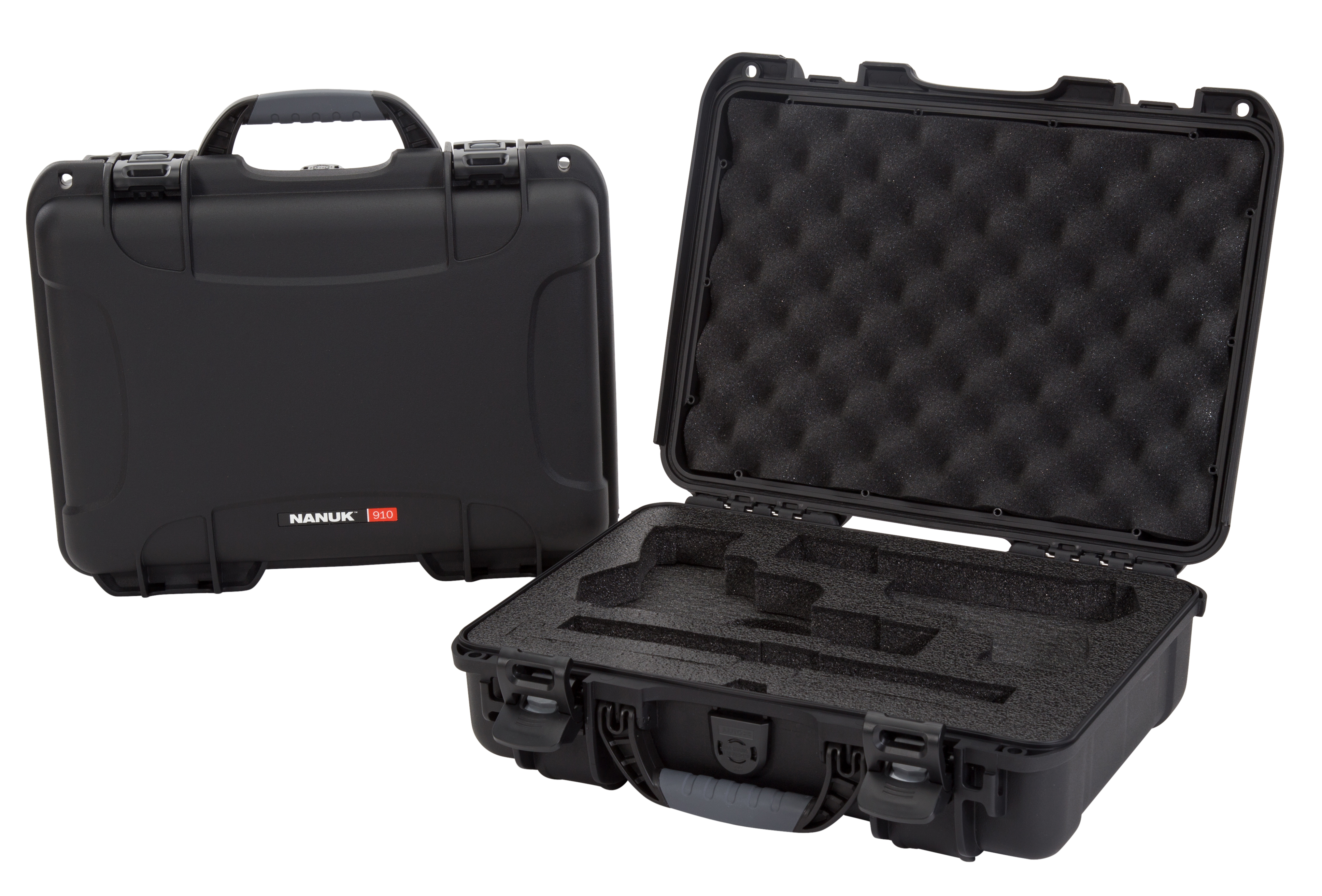 Nanuk 910CLASG1 910 Classic 2 Up Pistol Case Black Polymer w/ Latches & Closed-Cell Foam Padding 13.20" L x 9.20" W x 4.10 " H Interior Dimensions