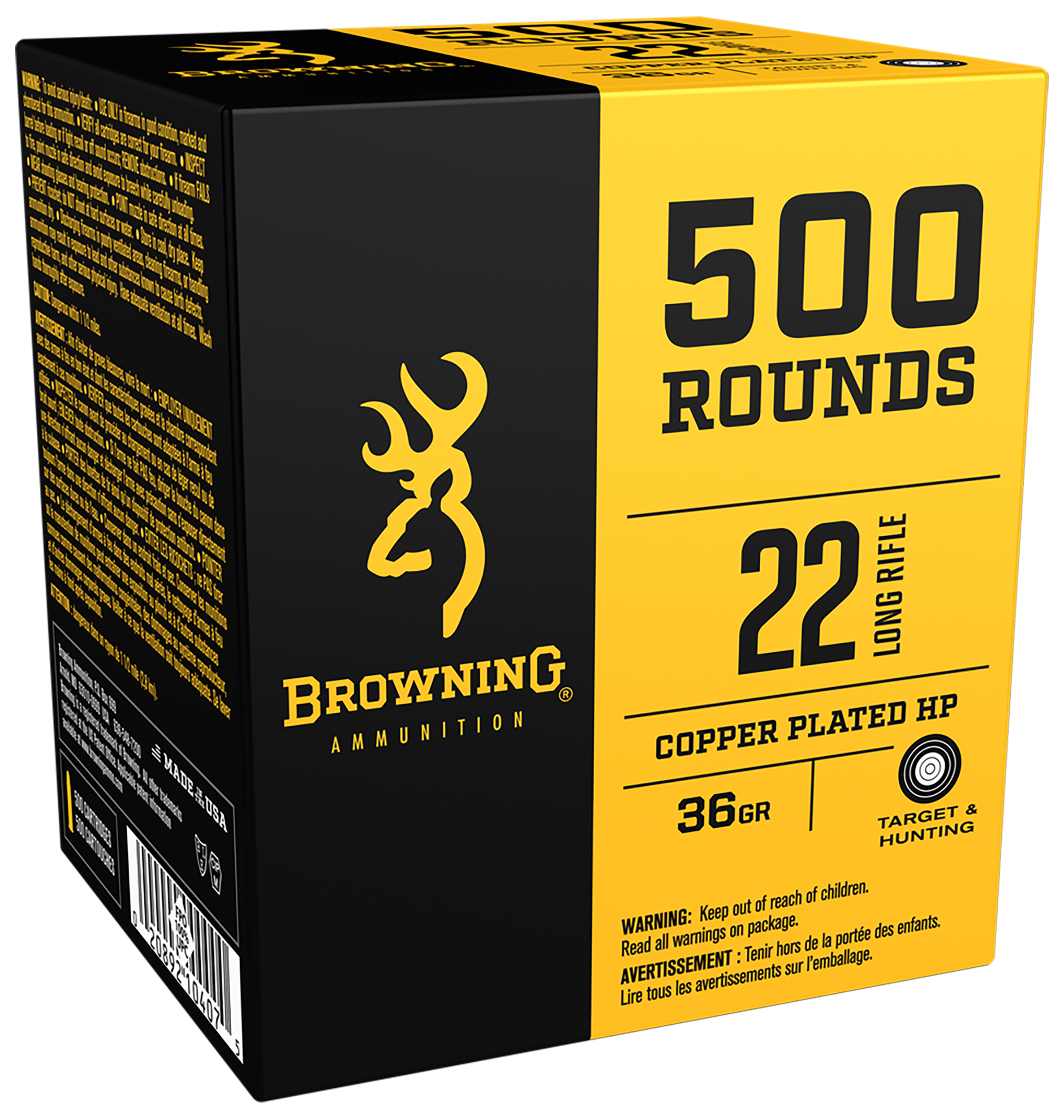 Browning BPR Performance 22 Long Rifle Plated Hollow Point 36 Grain 500 Rounds