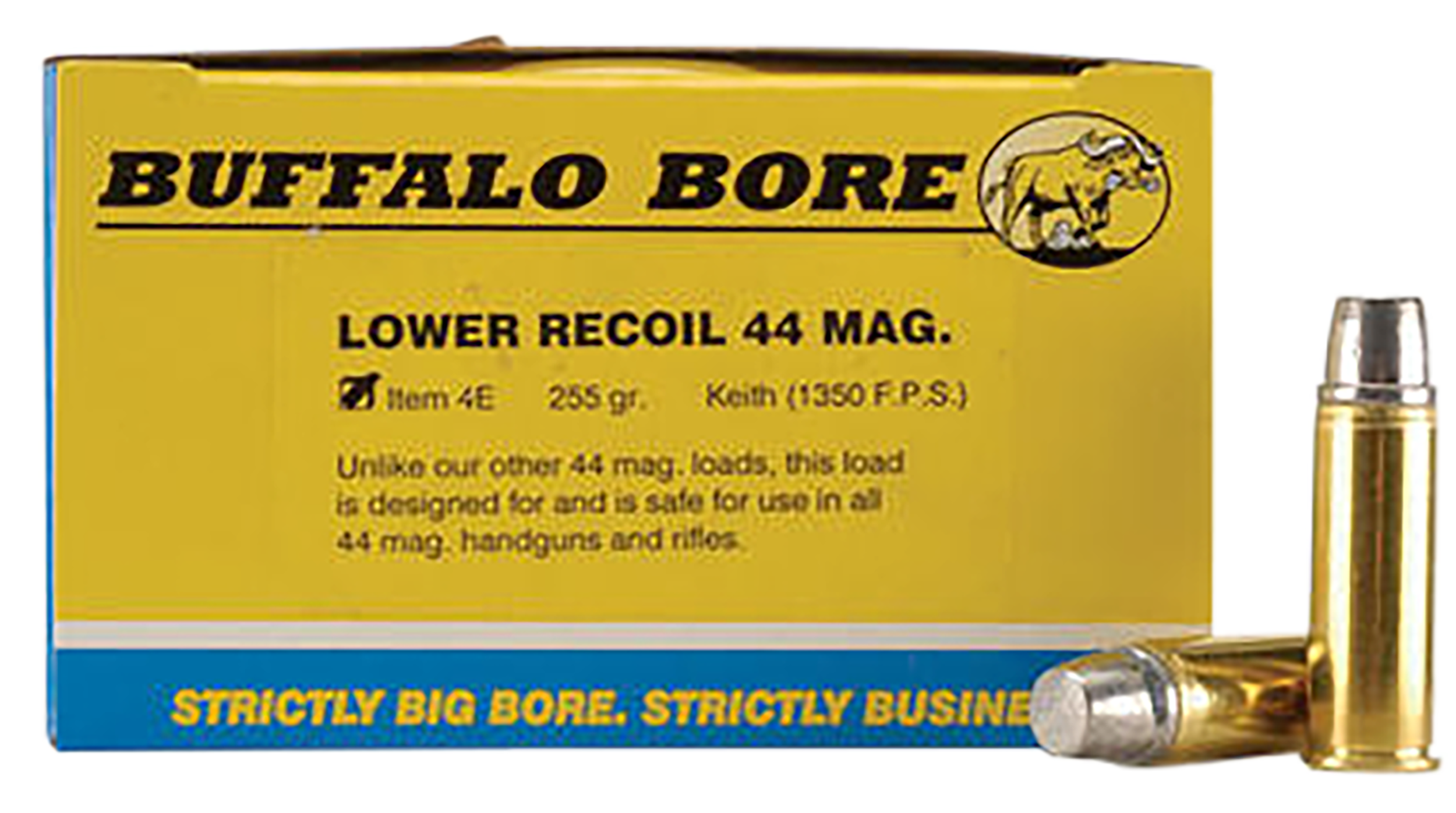 Buffalo Bore Ammunition 4E20 Low Recoil Strictly Business 44Rem Mag 255gr Hard Cast 20 Rounds