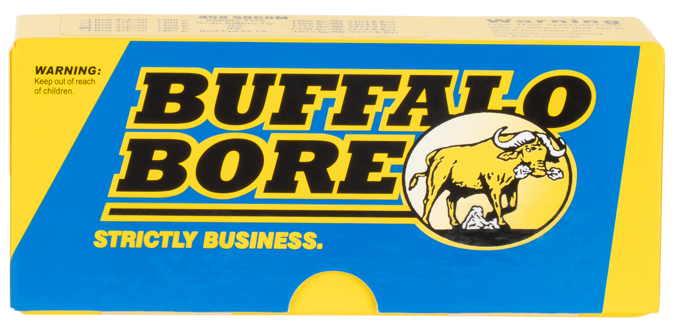 Buffalo Bore Ammunition 47D20 Hunting & Sniping Strictly Business 458SOCOM 400gr Semi Jacketed Flat Point 20 Rounds