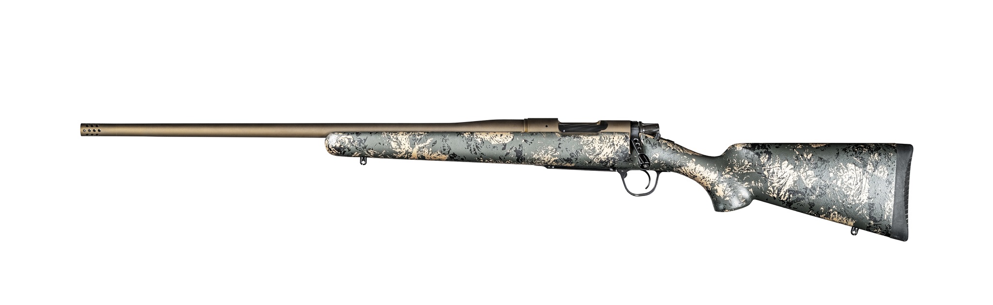 Christensen Arms Mesa FFT, 7mm-08 Remington, 20in. Barrel, 4rd, CF Stock w/ Green, Black, & Tan Accents, Radial Muzzle Brake - Bronze (NPN: 801-01112-00)