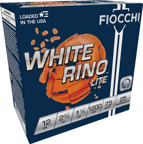Fiocchi White Rino 12 Gauge Lead Shot 1-1/8 Ounce #7.5 25 Rounds