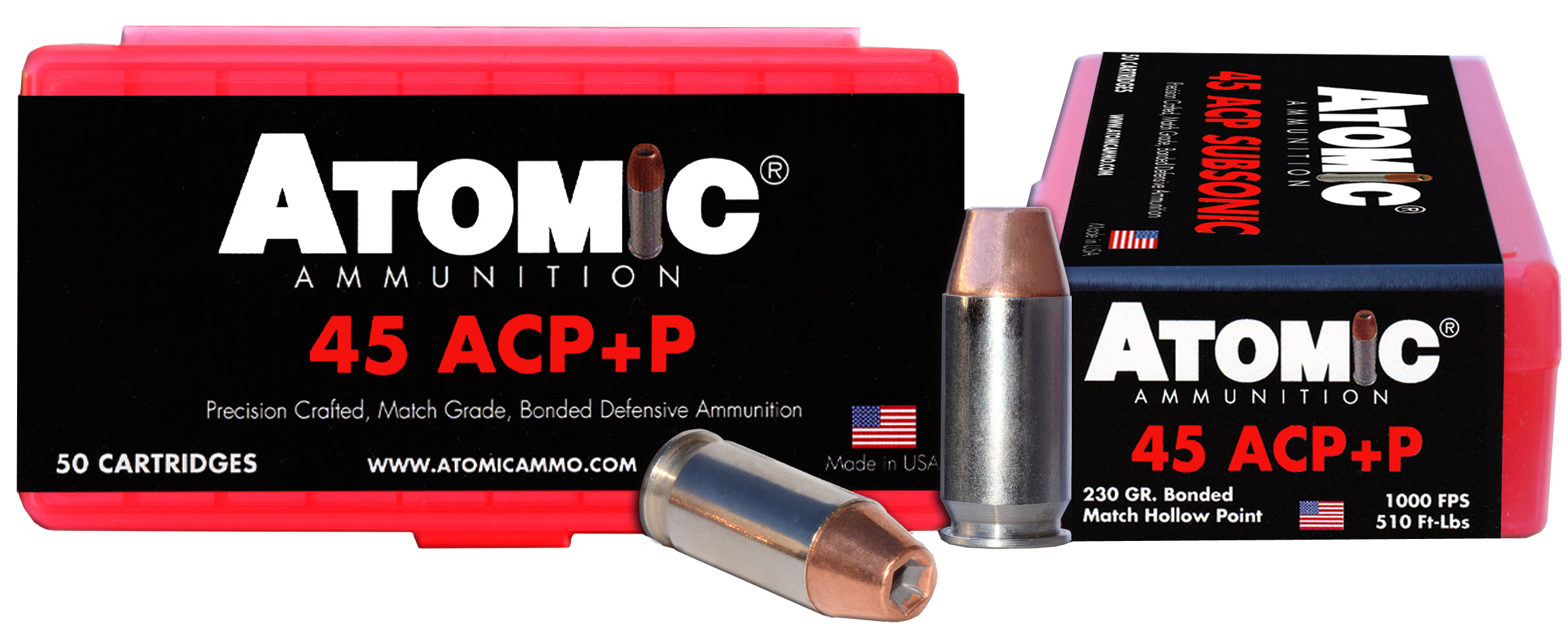 Atomic Ammunition 00433 Pistol Precision Craft 45ACP +P 230gr Bonded Match Hollow Point 50 Rounds