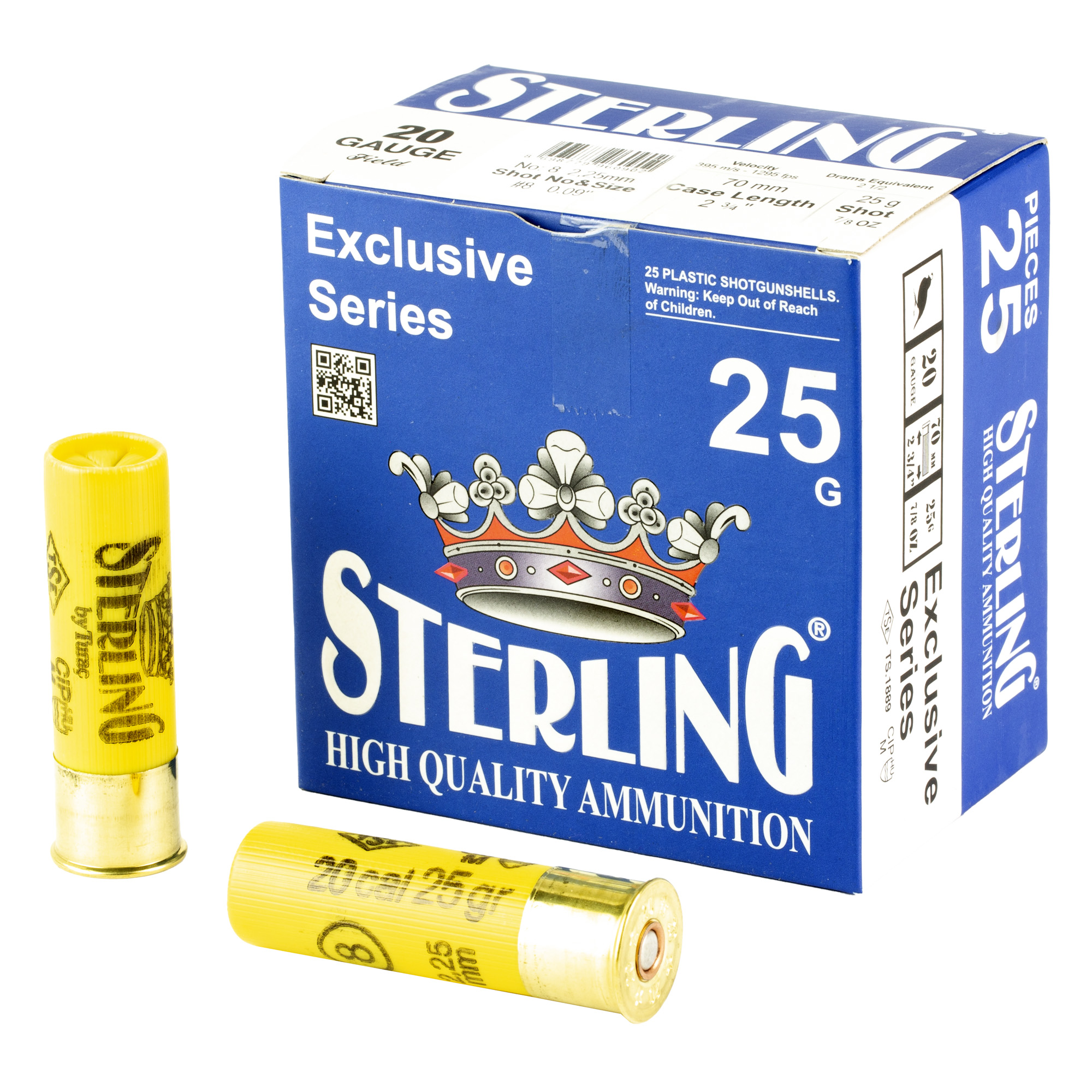 STERLING EXCLSV 20GA 2.75" #8 25 Rounds