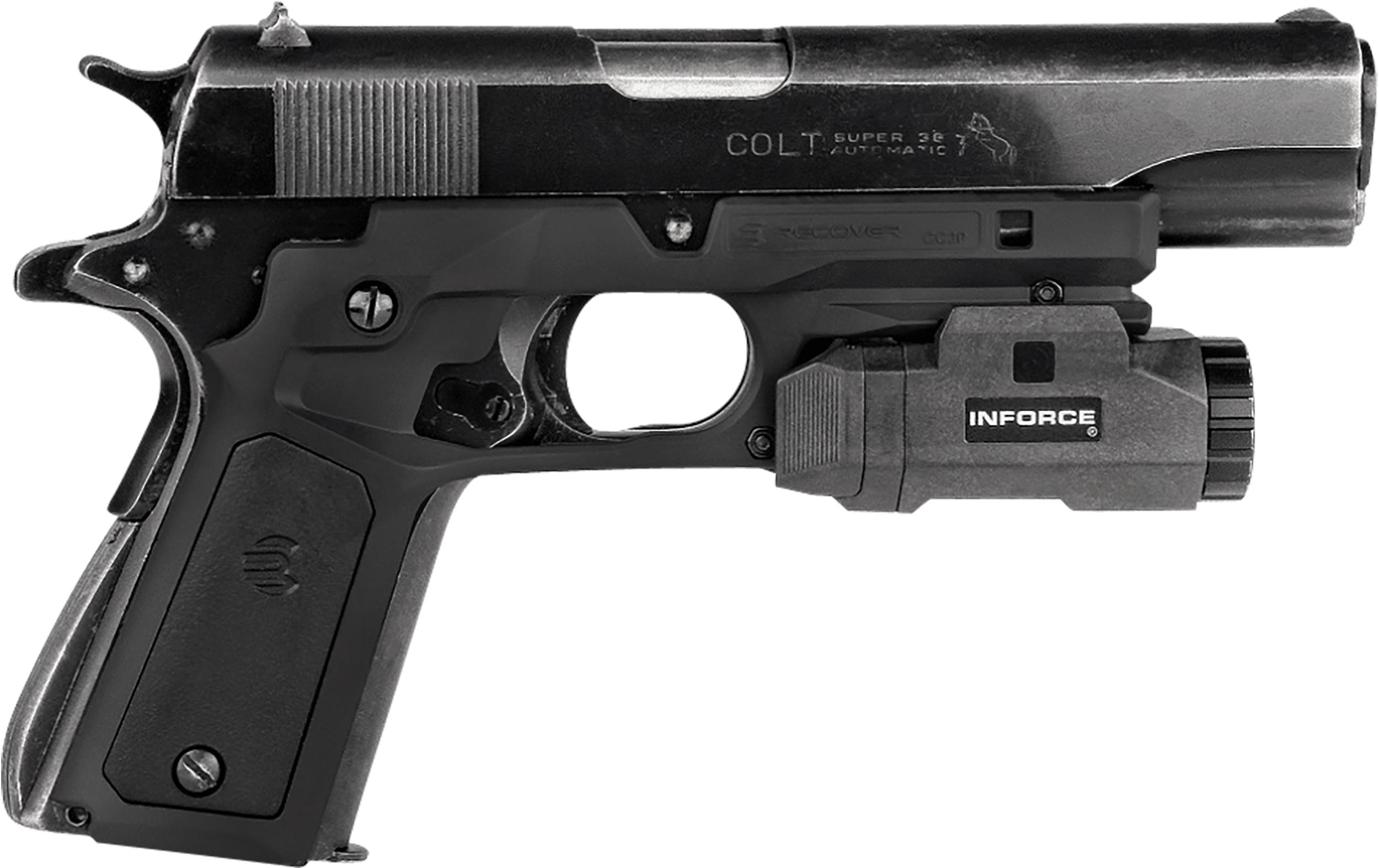 Recover Tactical CC3P0104 Frame Grip  Black Polymer Frame with Interchangeable Black & Gray Panels for Standard Frame 1911