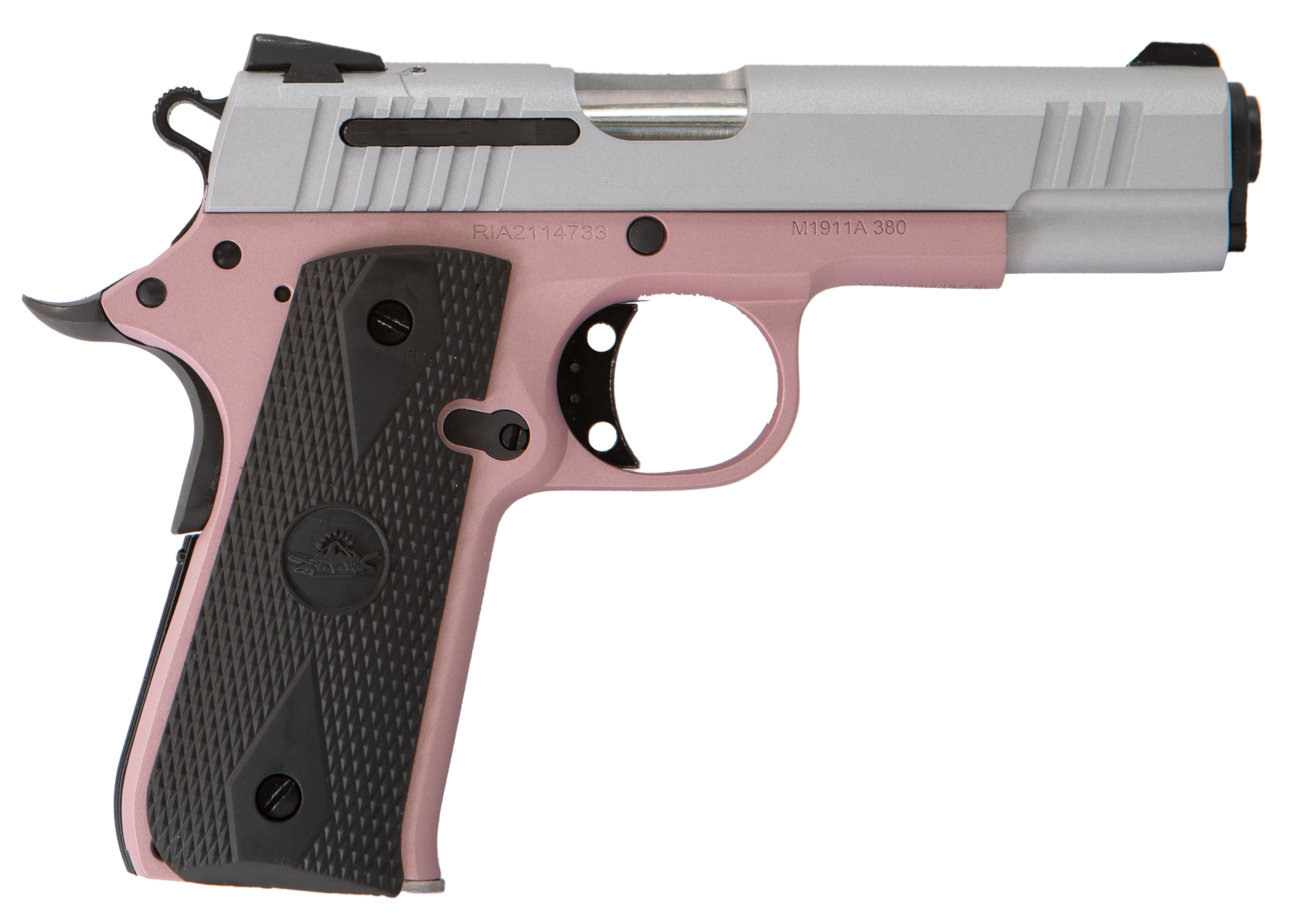Citadel CIT380ROSE M1911 Baby Compact Frame 380 ACP 7+1, 3.75" Stainless Steel Barrel, Silver Serrated Steel Slide, Rose Cerakote Aluminum Frame w/Beavertail, Ambidextrous
