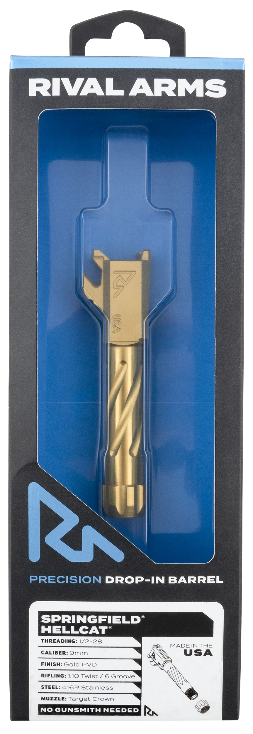 Rival Arms Precision V1 Gold PVD Spiral Fluted Threaded Barrel for Hellcat