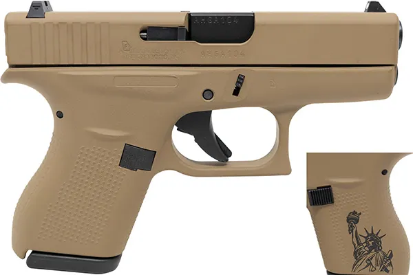 Glock G42 380 ACP 3.26in 6rd Liberty Bar Burnt Cerakote Finish