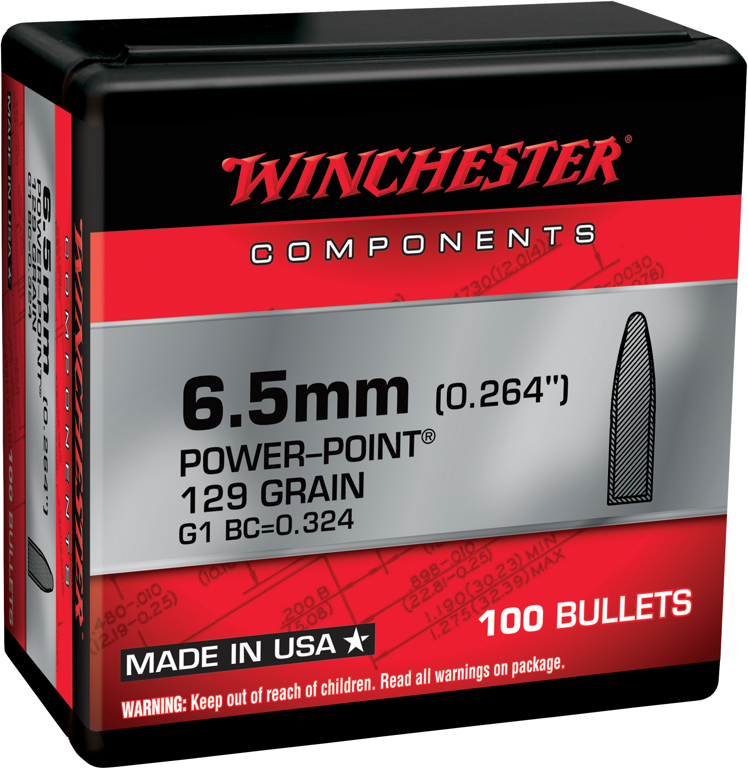 Winchester Ammo Power-Point 6.5 Creedmoor 129 Grain 100 Rounds