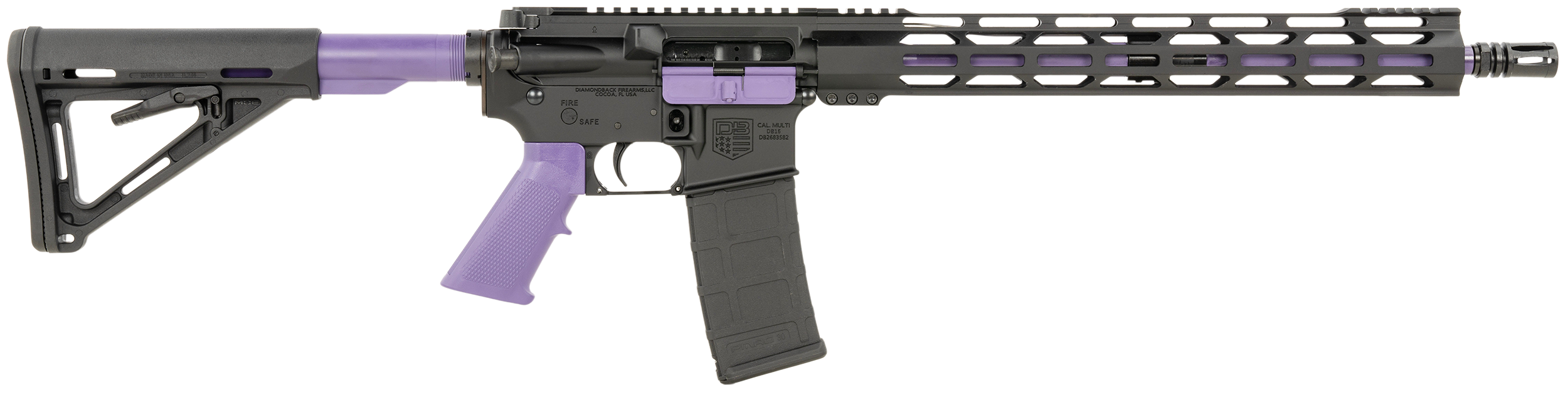 Diamondback DB15 A2 5.56 NATO 16in 30rd Black Purple Magpul MOE