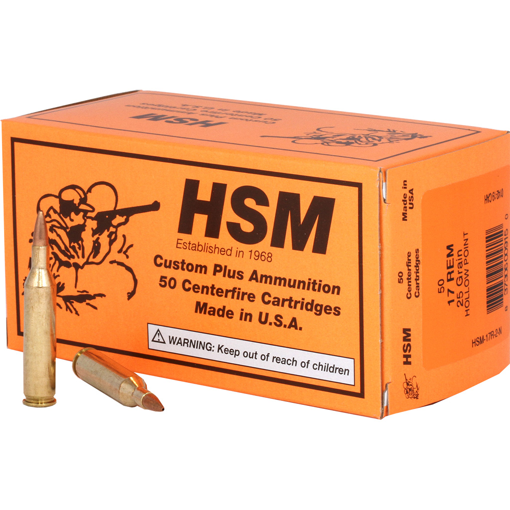 HSM Varmint 17 Remington Hollow Point 25 Grain 50 Rounds