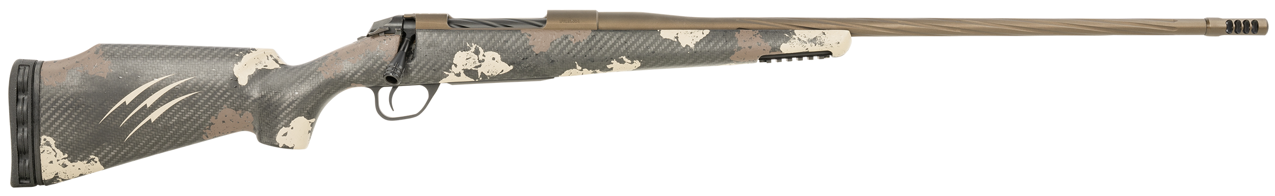 Fierce Firearms FRG7PRC24MM Twisted Rage  Full Size 7mm Rem 3+1 24" Midnight Bronze Cerakote Fluted Threaded Barrel & Receiver, Trophy Camo C3 Carbon Rage w/Pic Rail Carbon Fiber Stock