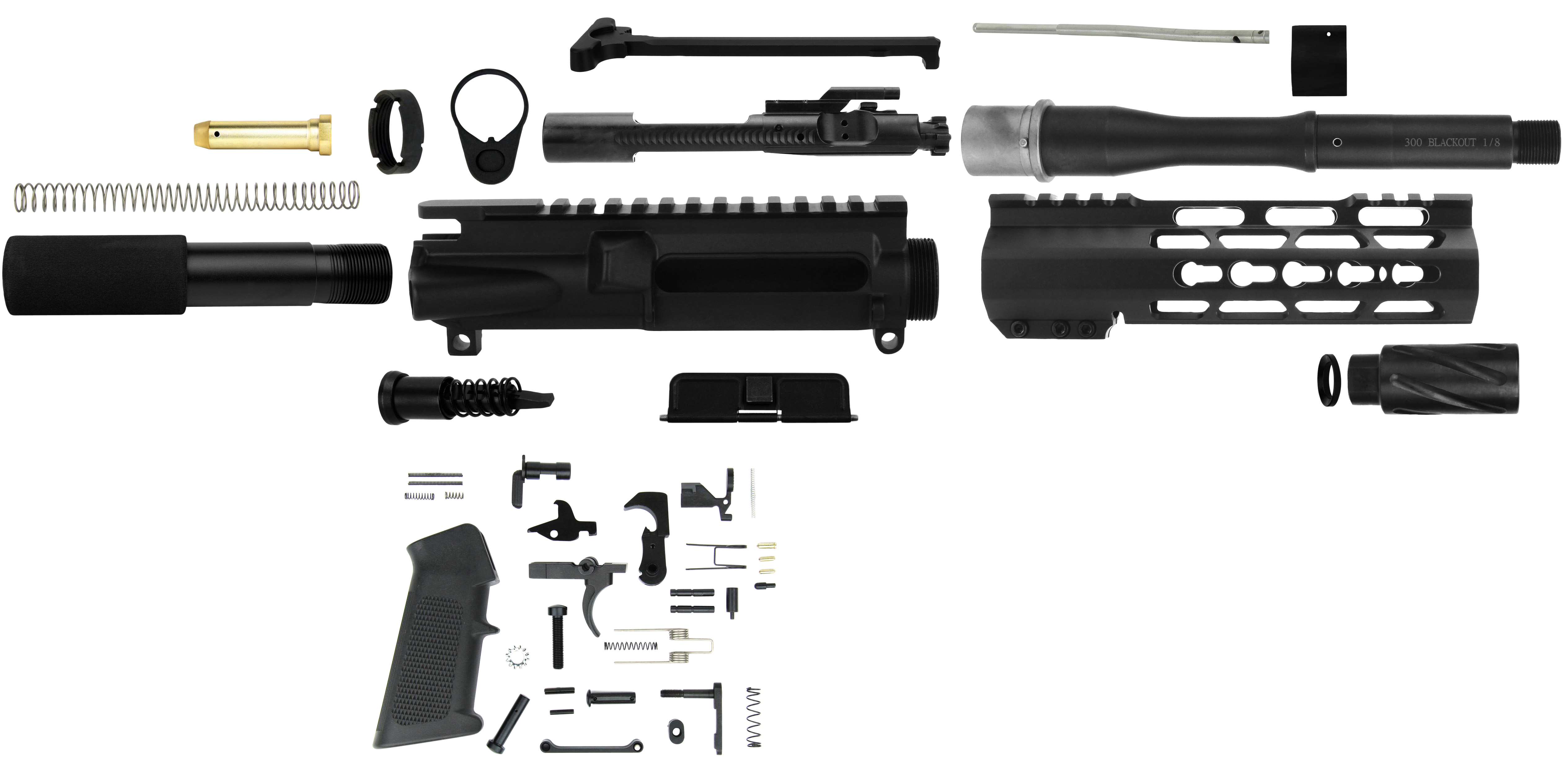 TacFire Ar-15 Pistol Build Kit KeyMod 300 Blackout Steel