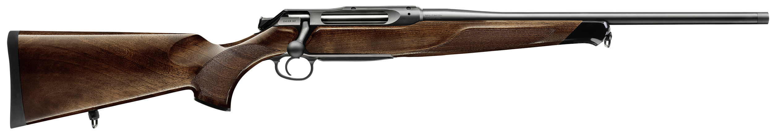 Sauer 80117661 505 Lux Full Size 375 H&H Mag 3+1 24" Matte Blued Steel Barrel, Matte Blued Saddle Mount Steel Receiver, Grade 2 Wood Fixed Stock