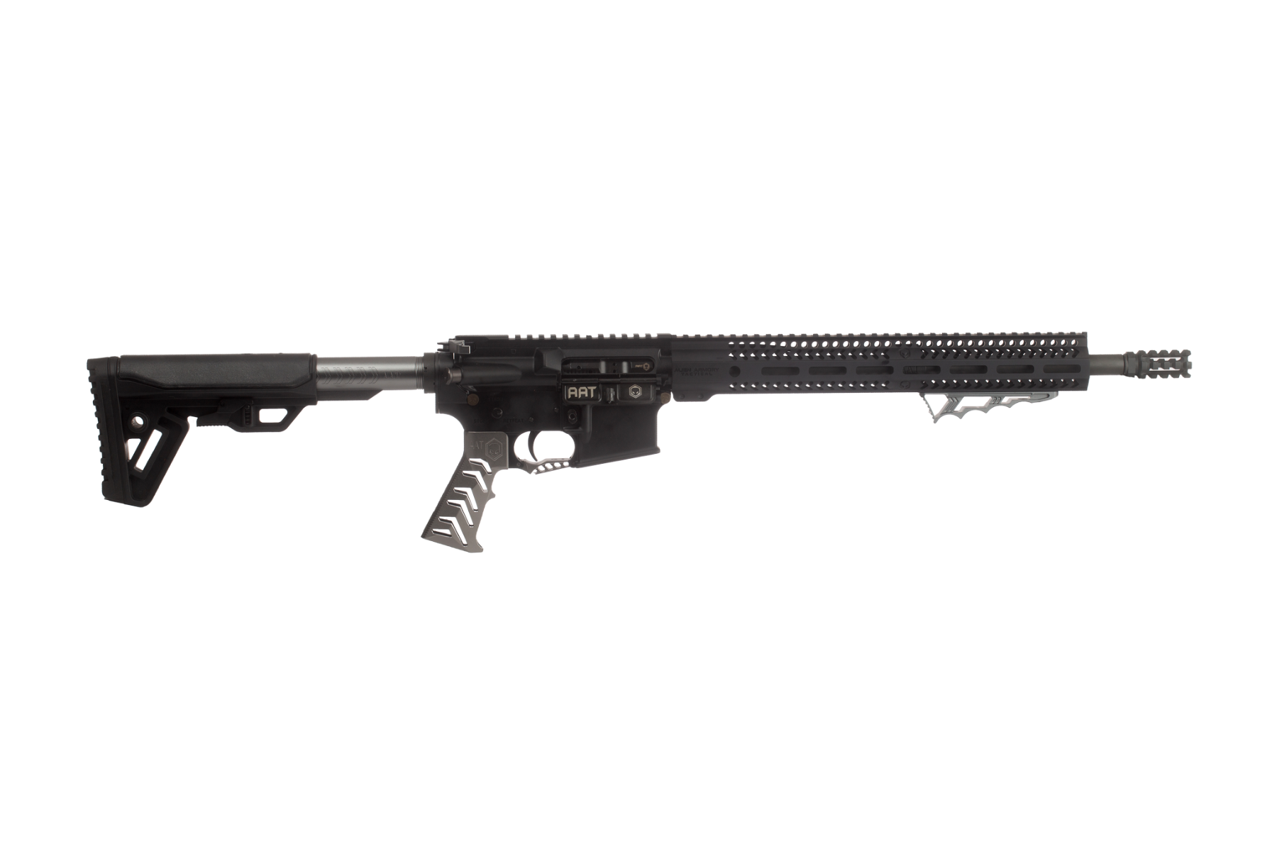 Alien Armory Tactical AAT-15 223 Wylde, 16in. Barrel, 30rd, 14" MLOK Rail, Pineapple Flash Hider & upgraded AAT Parts - Gray