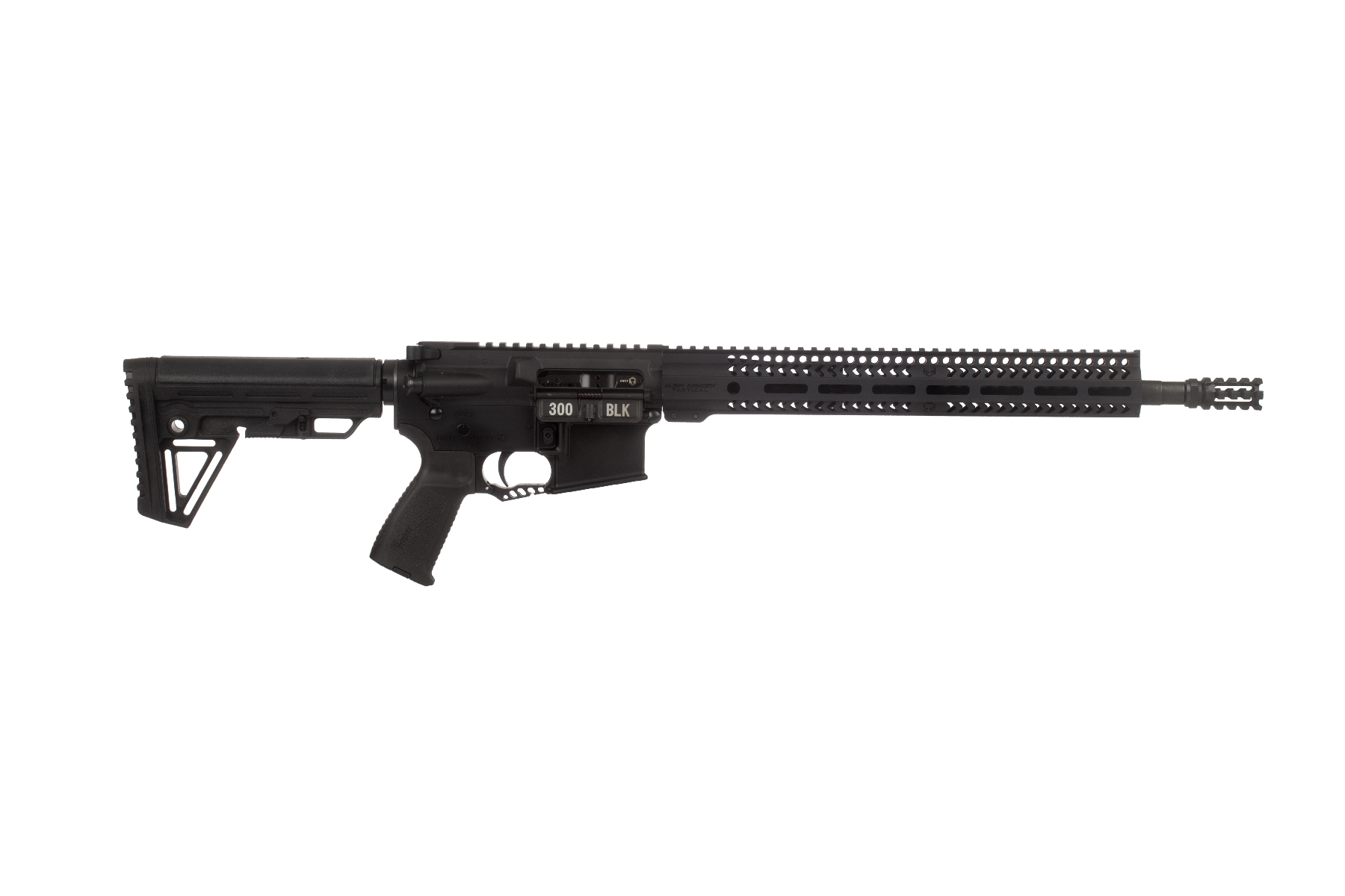 Alien Armory Tactical AAT-15 300 AAC Blackout (7.62x35mm), 16in. Barrel, 30rd, 14" MLOK Rail & Pineapple Flash Hider - Black