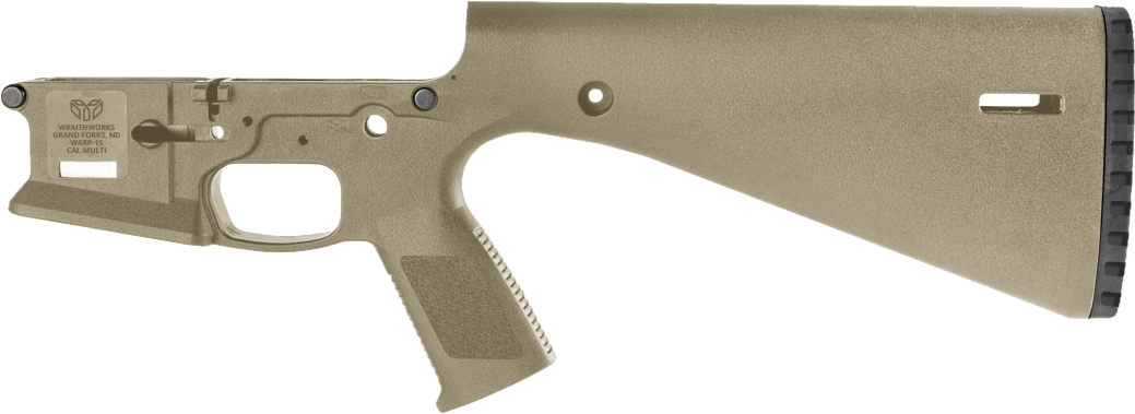 Wraithworks WARP-15 Polymer Stripped AR15 Lower Receiver - FDE | Integral Buttstock & Pistol Grip