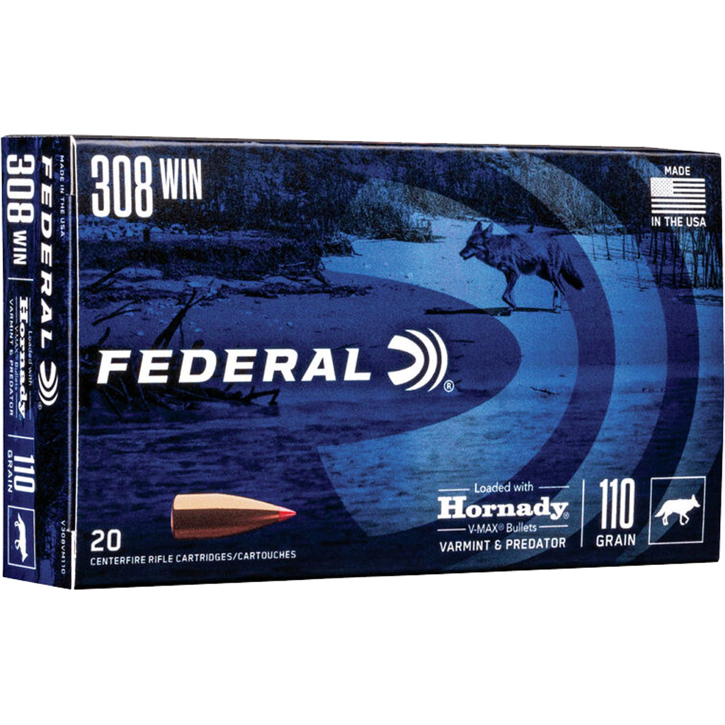 Federal Varmint & Predator Rifle Ammo 308 Win. 110 gr. V-Max 20 rd.