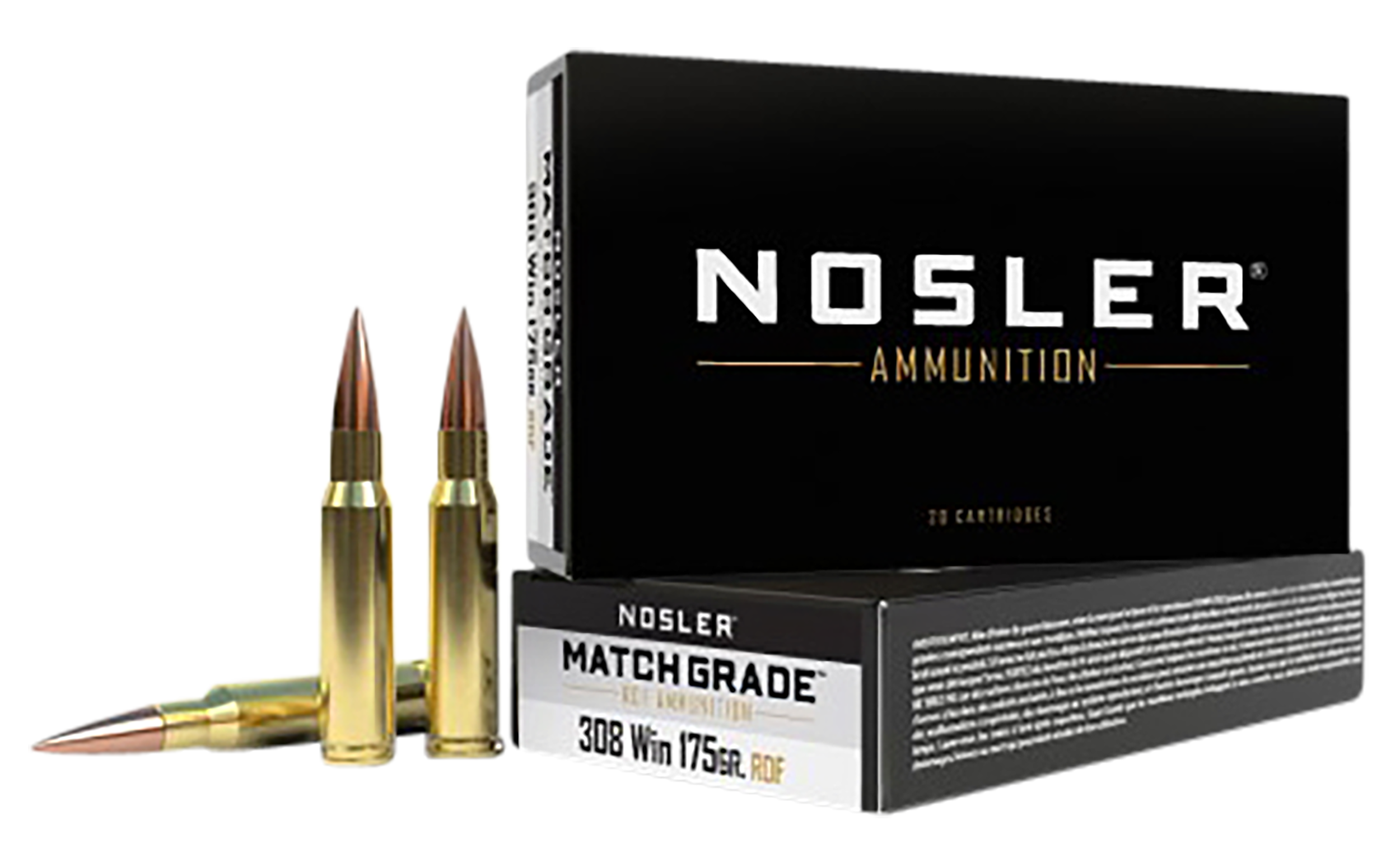 Nosler Match Grade 308 Winchester Rdf Hollow Point Boat Tail 175 Grain 20 Rounds