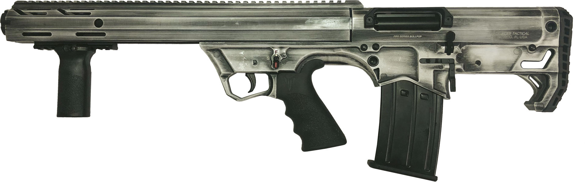 Black Aces Pro Series Bullpup Pump Shotgun - Distressed White | 12ga | 18.5" Barrel | Barrel Shroud