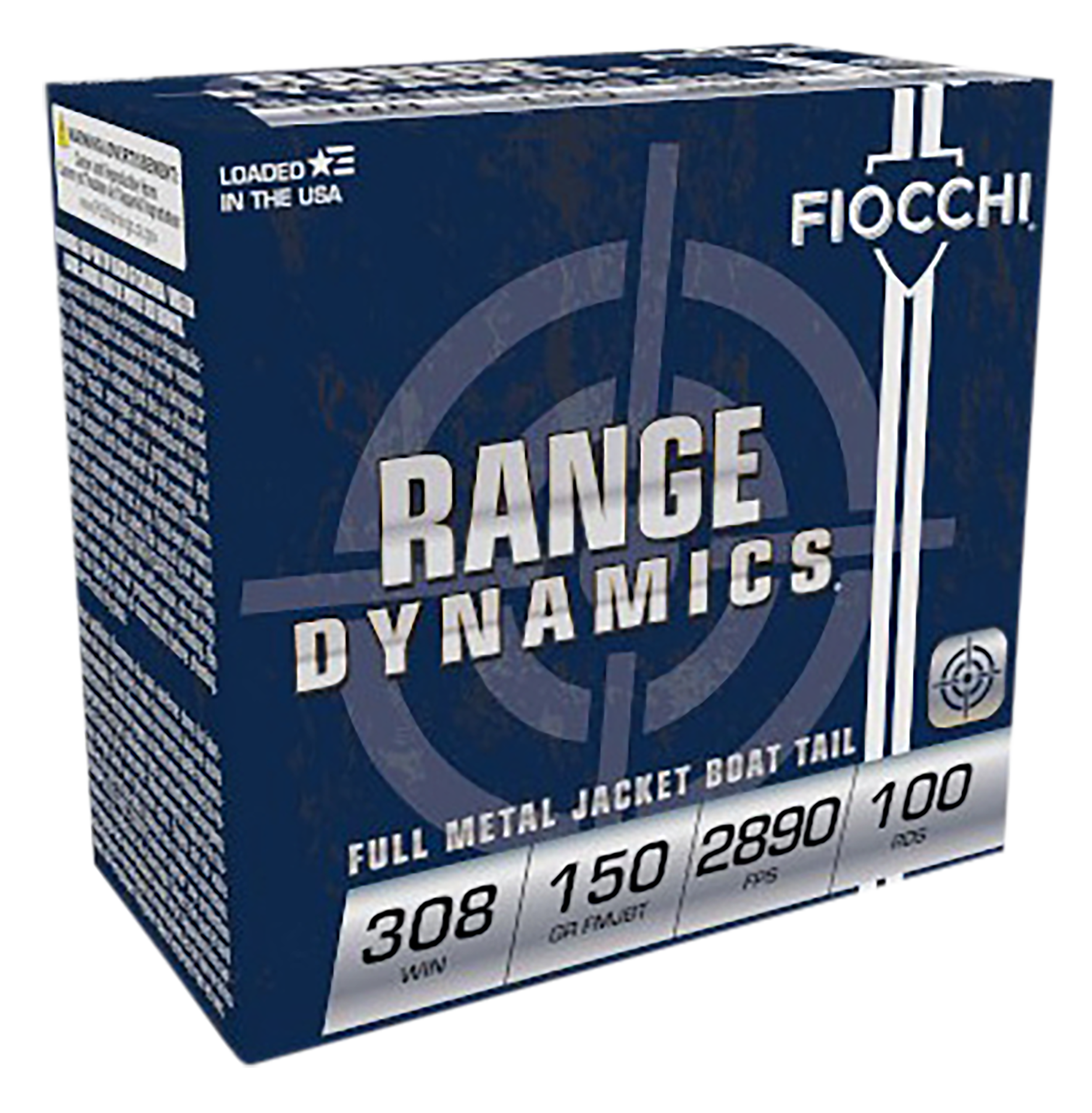 Fiocchi Range Dynamics, 308 Winchester, Full Metal Jacket, 150 Grain, 100 Rounds