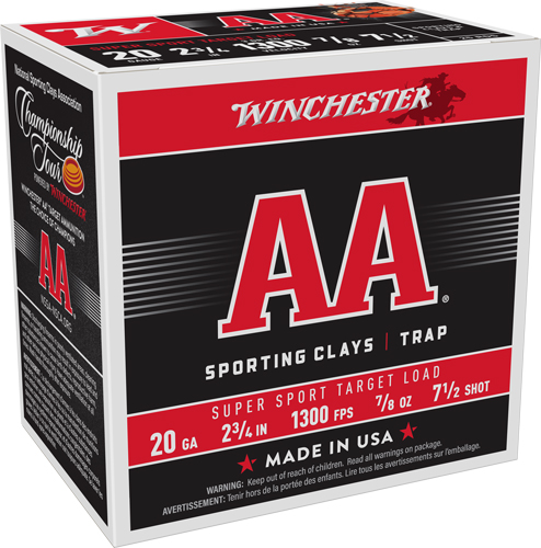 Winchester AA 20 Gauge Shotgun Shells 7/8 Ounce 1300 Fps 25 Rounds
