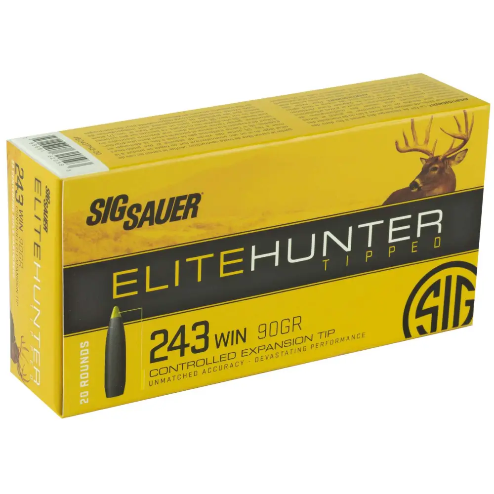 Sig Sauer Elite Hunter Tipped 243 Winchester Controlled Expansion Tip 90 Grain 20 Rounds