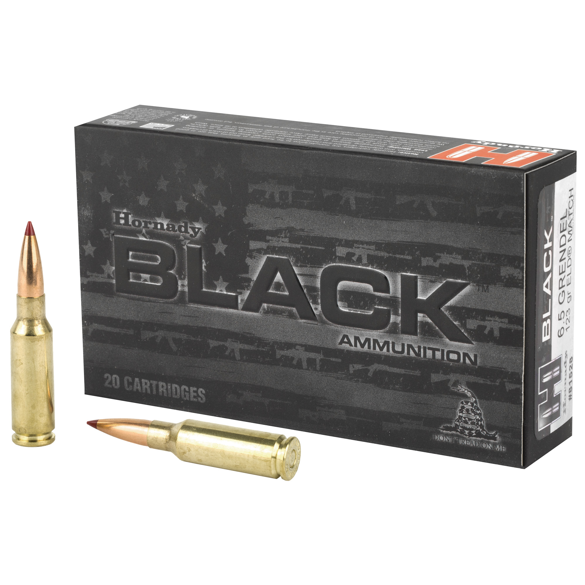 Hornady Black Rifle Ammo 6.5 Grendel 123 gr. ELD Match Black 20 rd.