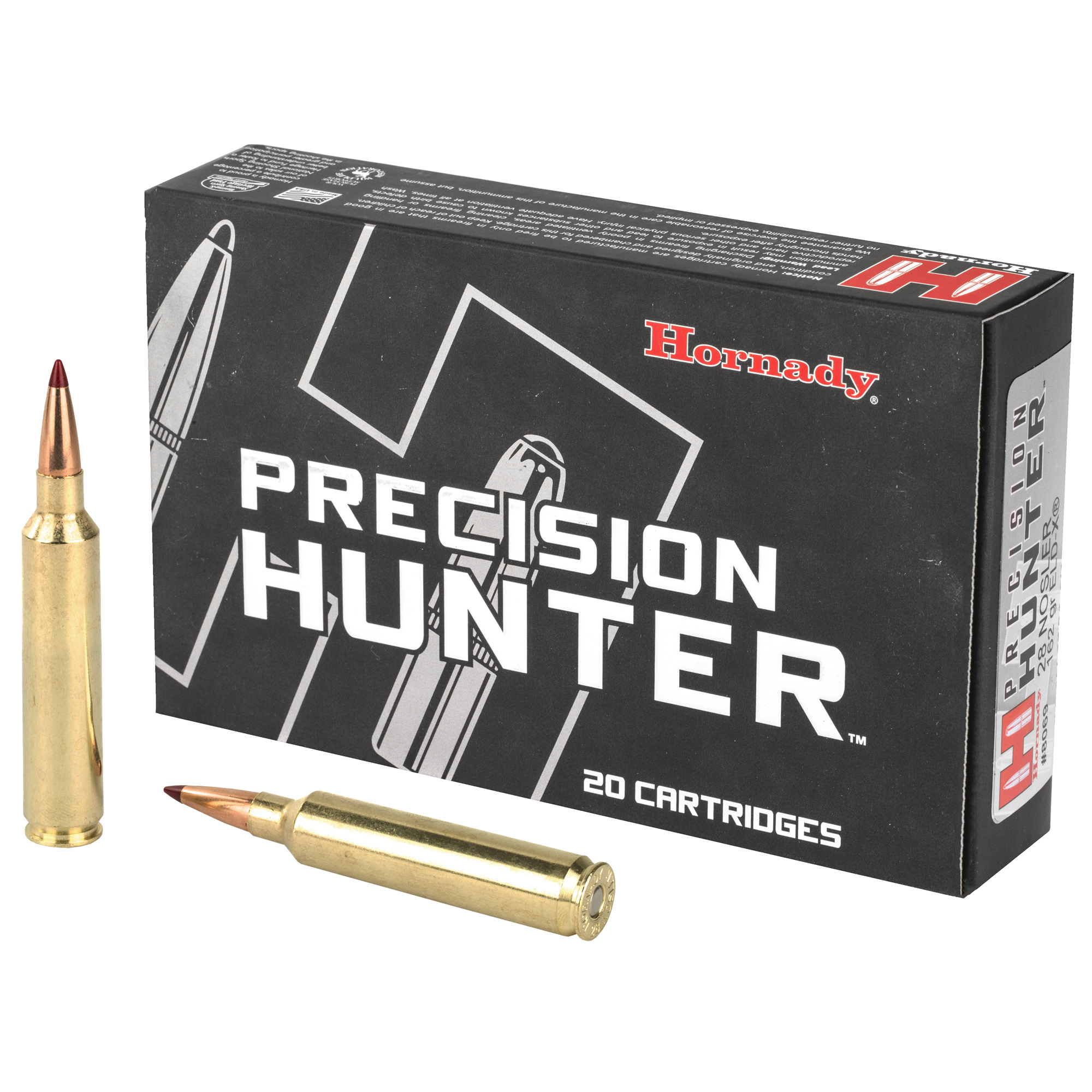 Hornady, Precision Hunter, 28 Nosler, Extremely Low Drag eXpanding, 162 Grain, 20 Rounds
