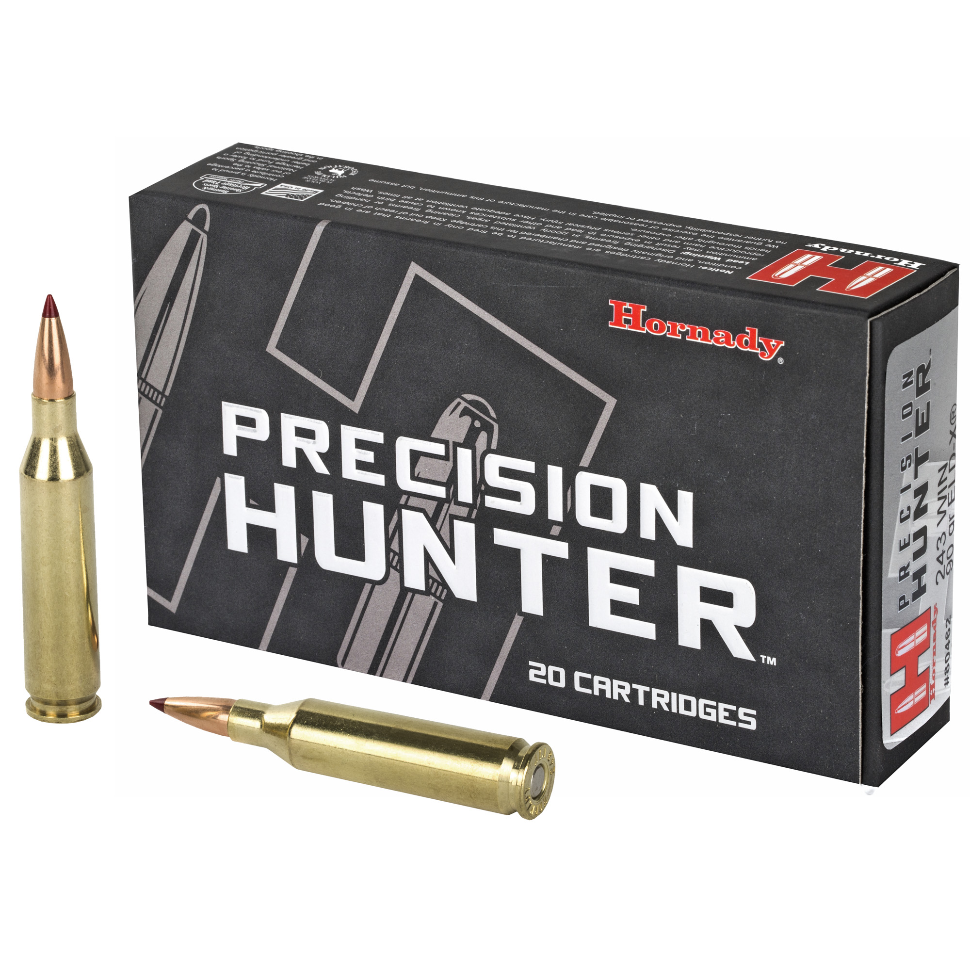 Hornady Precision Hunter Rifle Ammo 243 Win. 90 gr. ELD-X 20 rd.