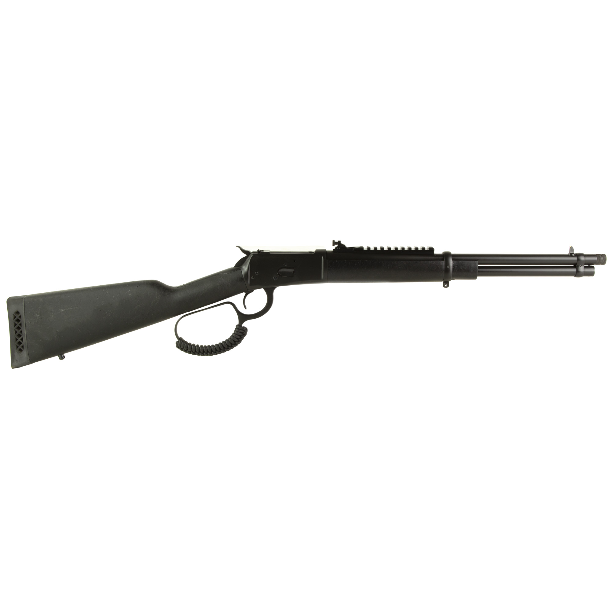 Rossi 920451613-TB R92 Triple Black Full Size 45 Colt (Long Colt) 8+1 16.50" Black Cerakote Steel Threaded Barrel, Triple Black Cerakote Picatinny Rail, Carbon Steel Receiver Fixed Black Wood Stock