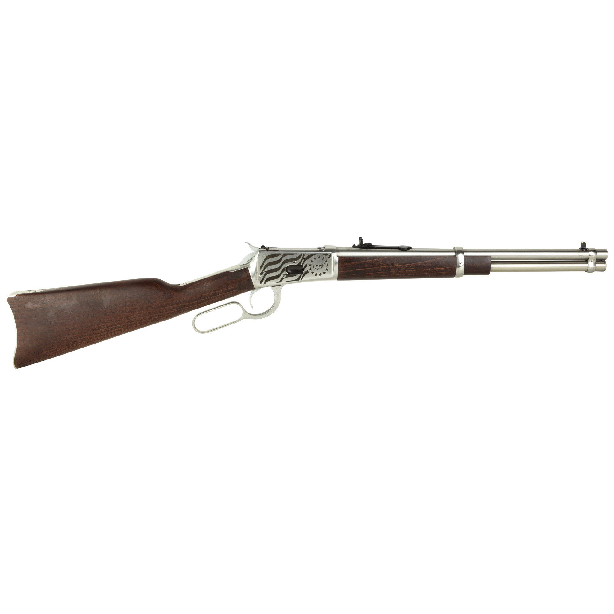 Rossi R92 Lever Action Rifle - Stainless Steel | .44 Mag | 16" Barrel | 8rd | Hardwood Stock & Forend | 1776 Flag Engraving