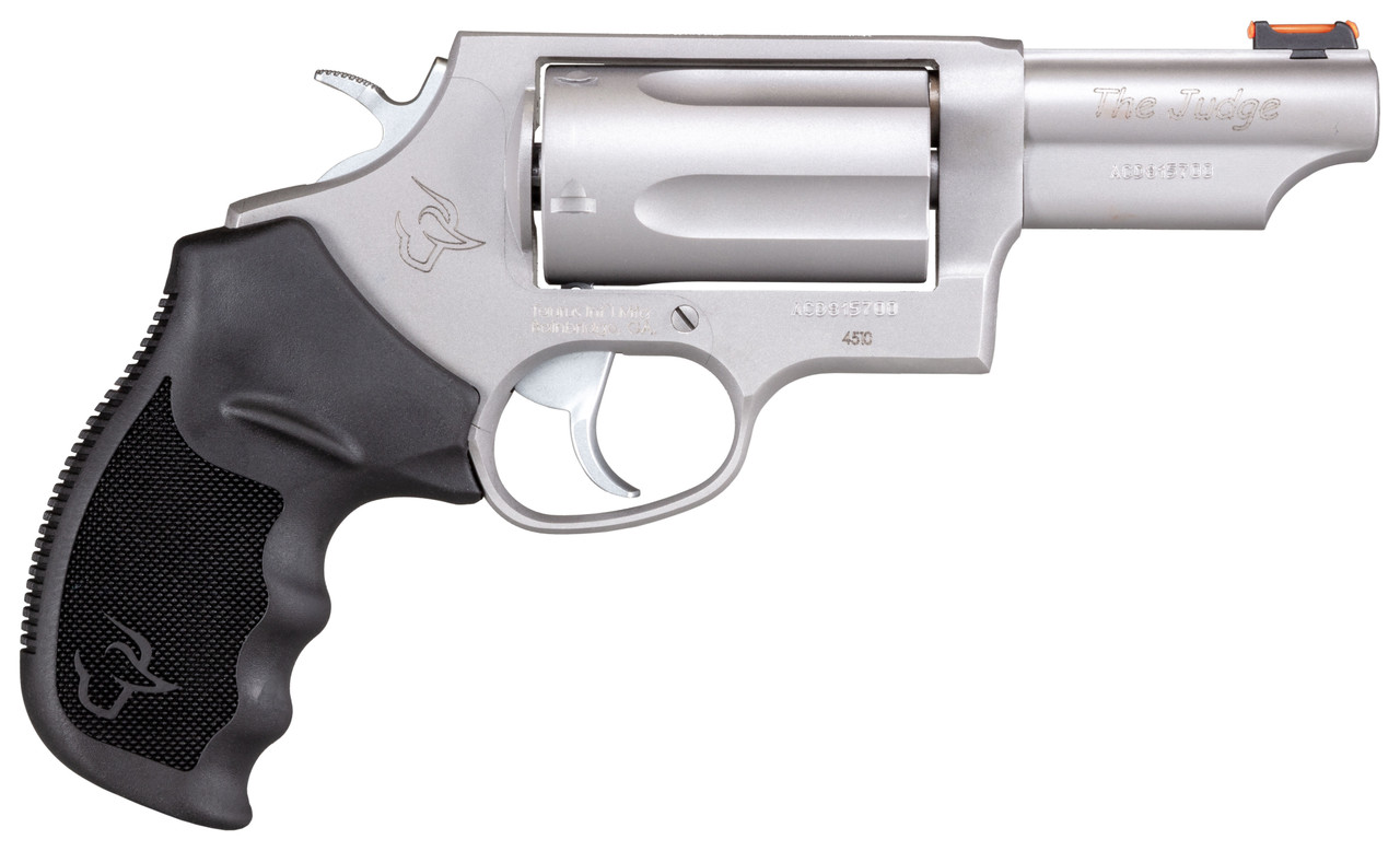 Taurus Judge Revolver - Stainless Steel | 45 Colt / 410 ga | 3" Barrel | 5rd | Rubber Grip | Fiber Optic Sight