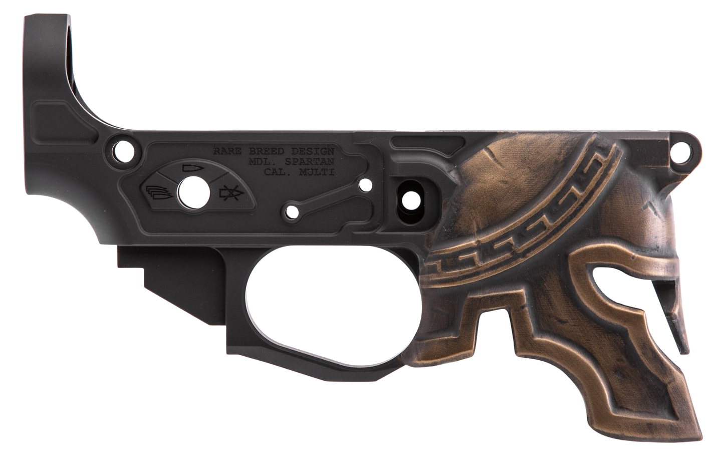 Spikes STLB610PH Rare Breed Spartan Stripped Lower Receiver Multi-Caliber 7075-T6 Aluminum Black Anodized with Painted Front for AR-15