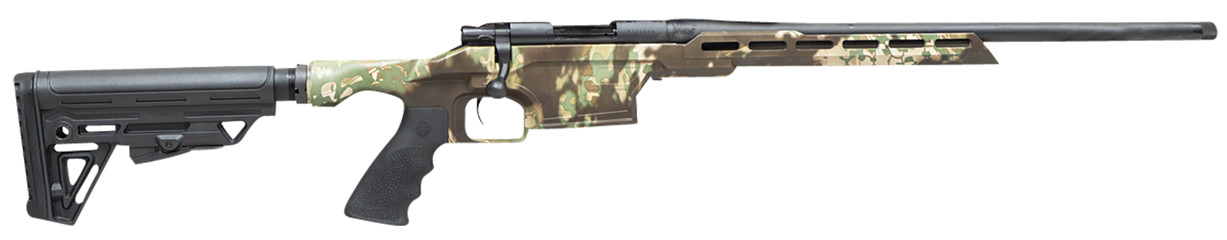 Howa HMXL350KAC M1500 Mini Excel Lite 350 Legend 3+1 16.25" Blued Heavy Threaded Barrel, Blued Drilled & Tapped M-LOK Handguard, Kratos Camo Synthetic Adj Luth-AR Stock, Black Polymer Grip,