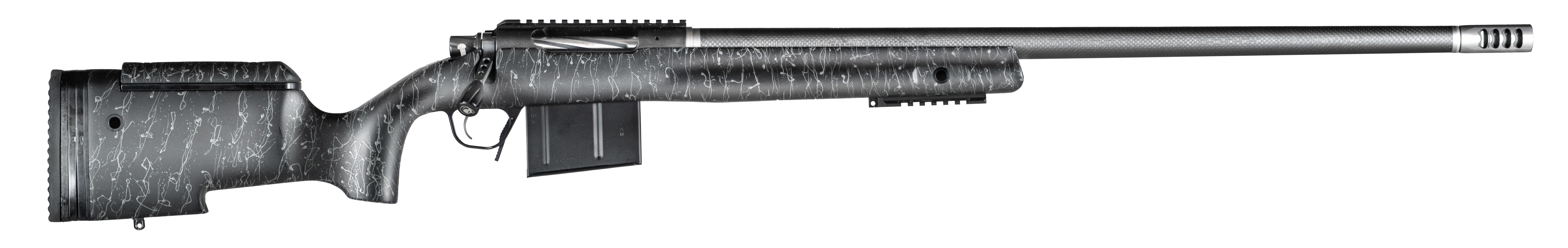 Christensen Arms 800400300 BA Tactical Long Range 338 Lapua Mag 3+1 27" Carbon Fiber Barrel, Black Nitride Finish, Black with Gray Webbing Stock