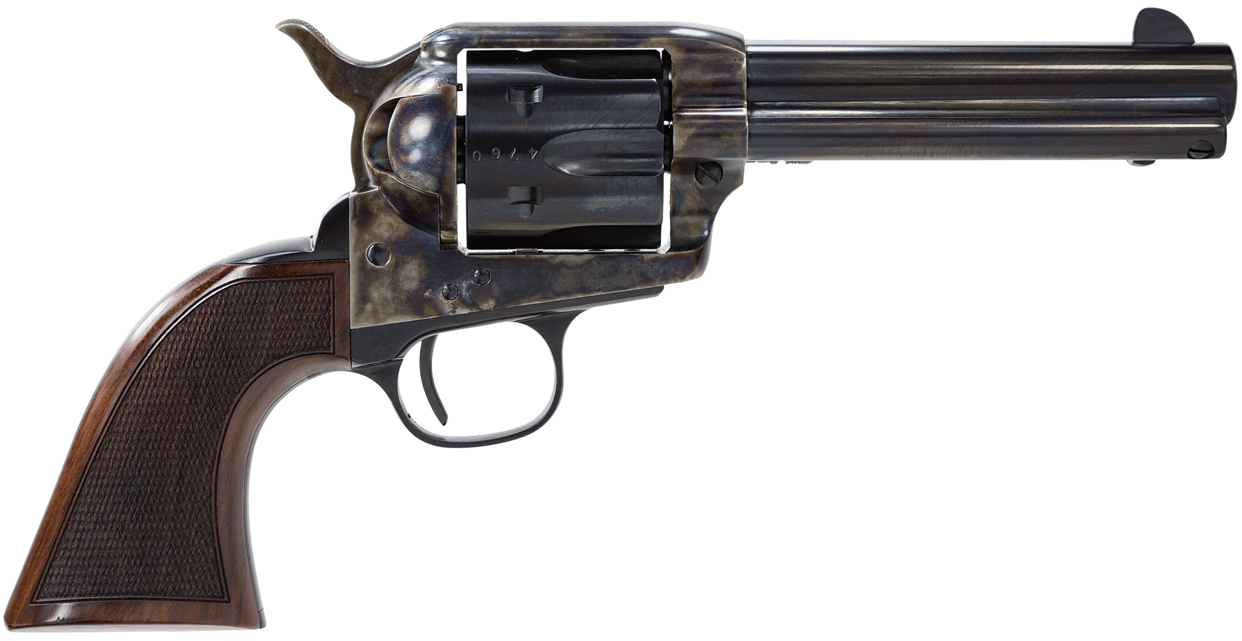 Taylors & Company 4107DE Smoke Wagon Deluxe 357 Mag 6rd 4.75" Blued Cylinder & Barrel Color Case Hardened Steel Frame Checkered Walnut Grip (Taylor Tuned)