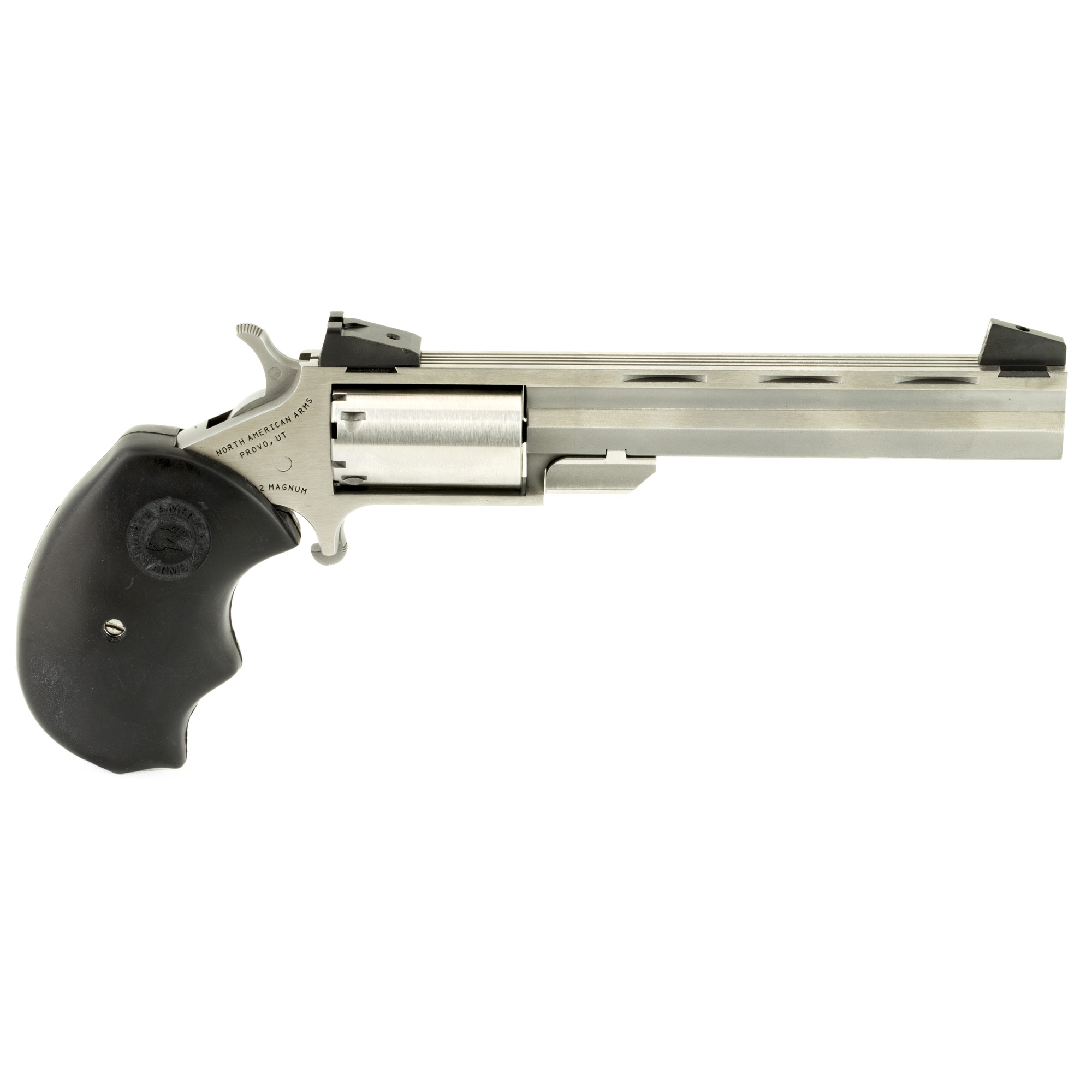 NAA Mini-Master Target Revolver Combo 22 LR/.22 WMR Stainless/Black 4 in. 5 rd. AS