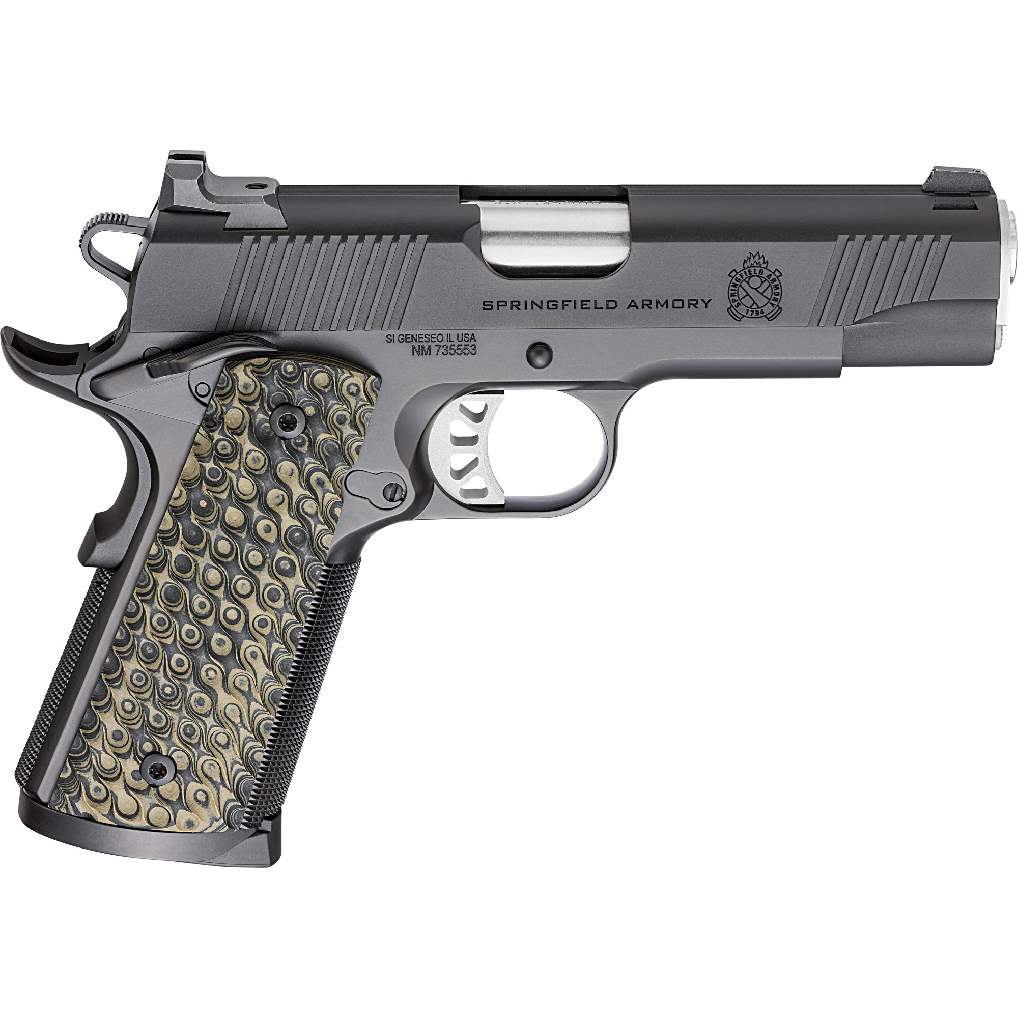 Springfield Armory PC9124 1911 TRP  45 ACP 8+1 4.25" Stainless Match Grade Barrel, Black Cerakote Serrated Carbon Steel Slide & Frame w/Beavertail, VZ Hydra G10 Grip