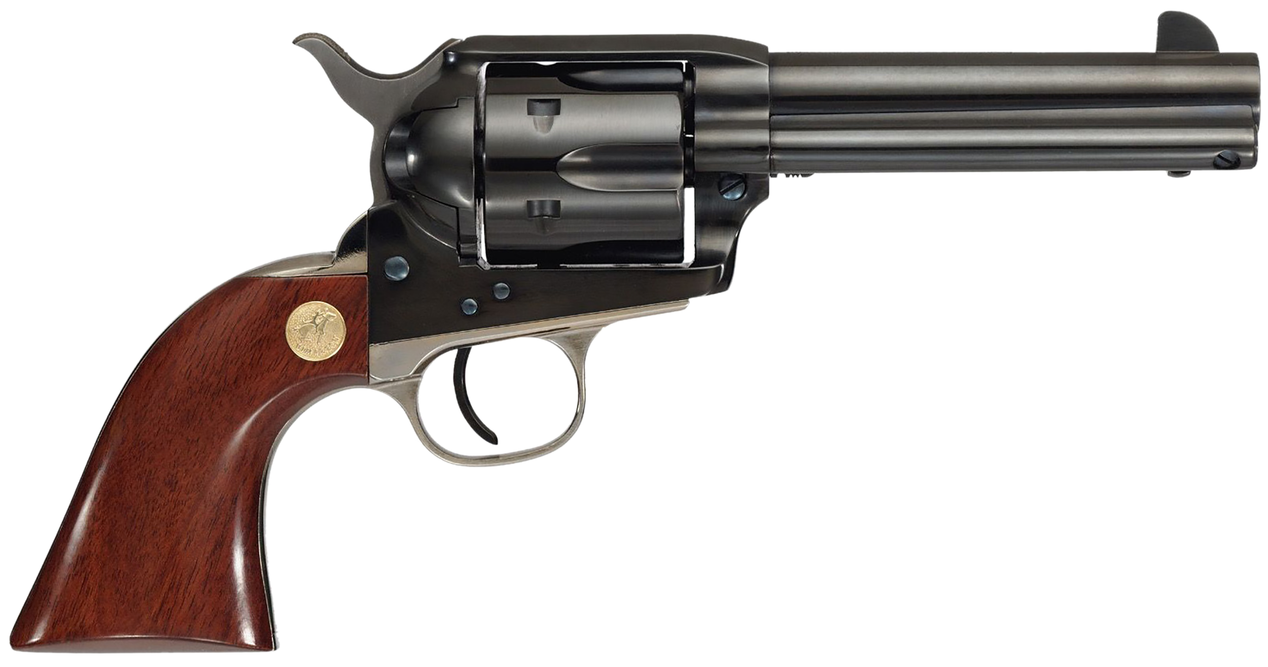 Cimarron Pistolero 45 Long Colt 4.75 inch 6 Shot Nickel Blued Walnut