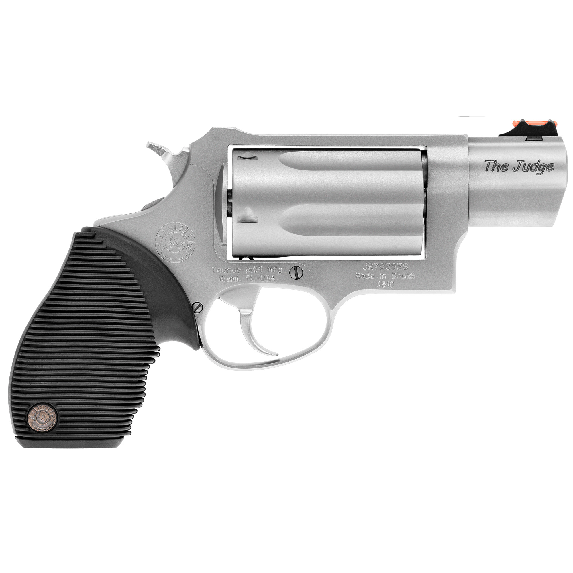 Taurus Public Defender Revolver - Stainless Steel | 45 Colt / 410 ga | 2.5" Barrel | 5rd | Rubber Grip | Fiber Optic Sight