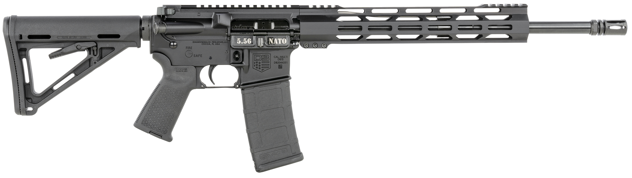 Diamondback DB15 5.56 NATO 16 in 30rd Hard Coat Anodized Gray Finish M-LOK