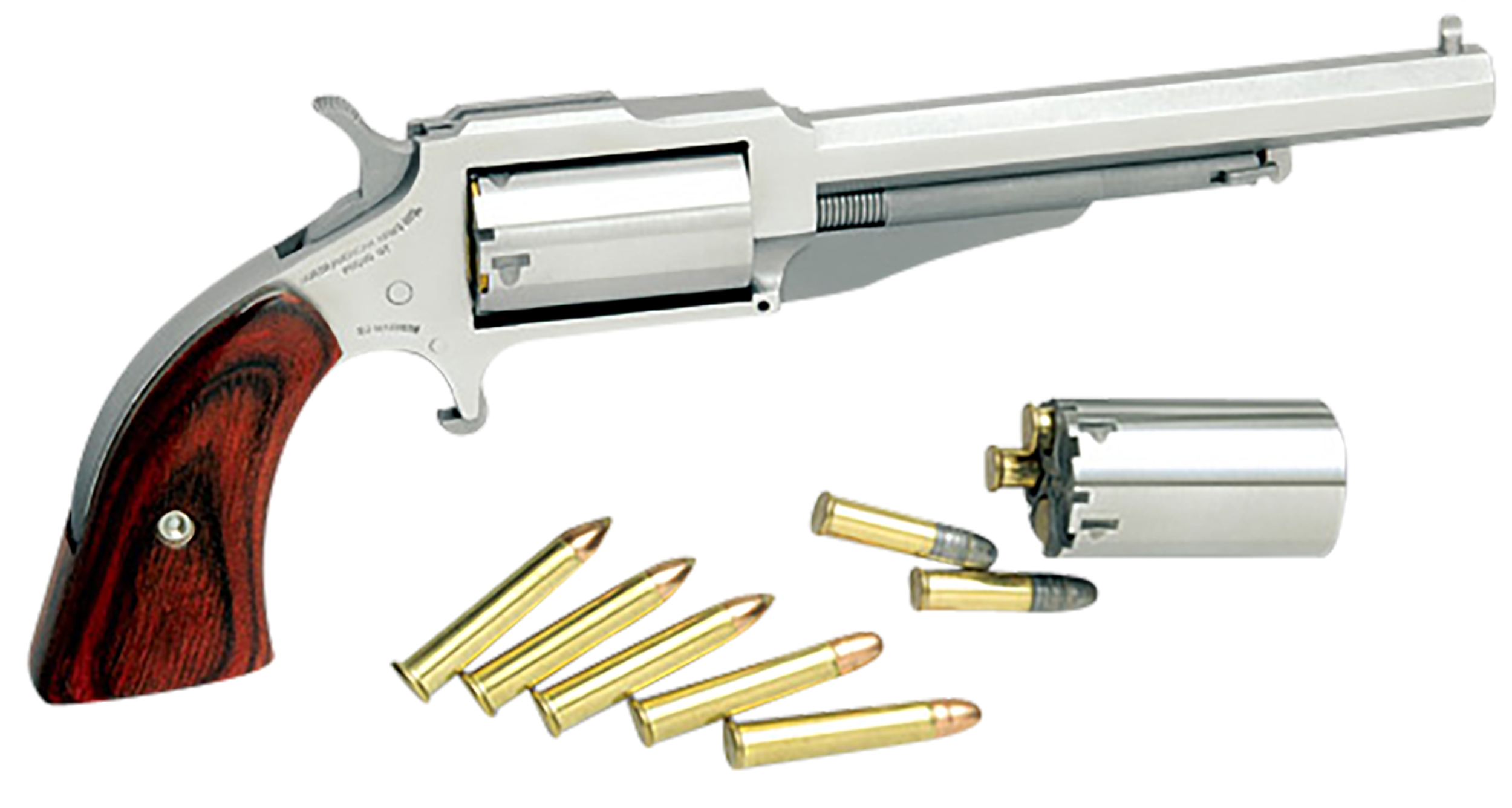NAA The Earl Mini-Revolver Combo 22 LR/.22 WMR Stainless/Rosewood 4 in 5 rd.