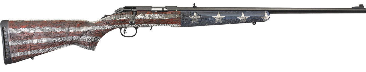 Ruger American Rimfire 22 WMR 22 Inch 9 Rounds Wood Red White Blue