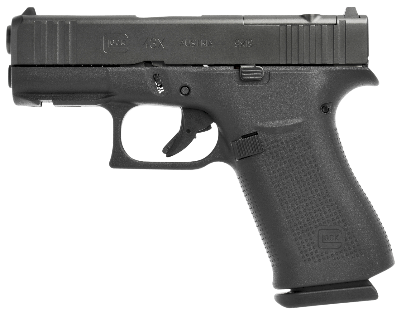Glock G43X Mos 9mm 3.4in 10rd Blue Cerakote Engraved Slide and Grip