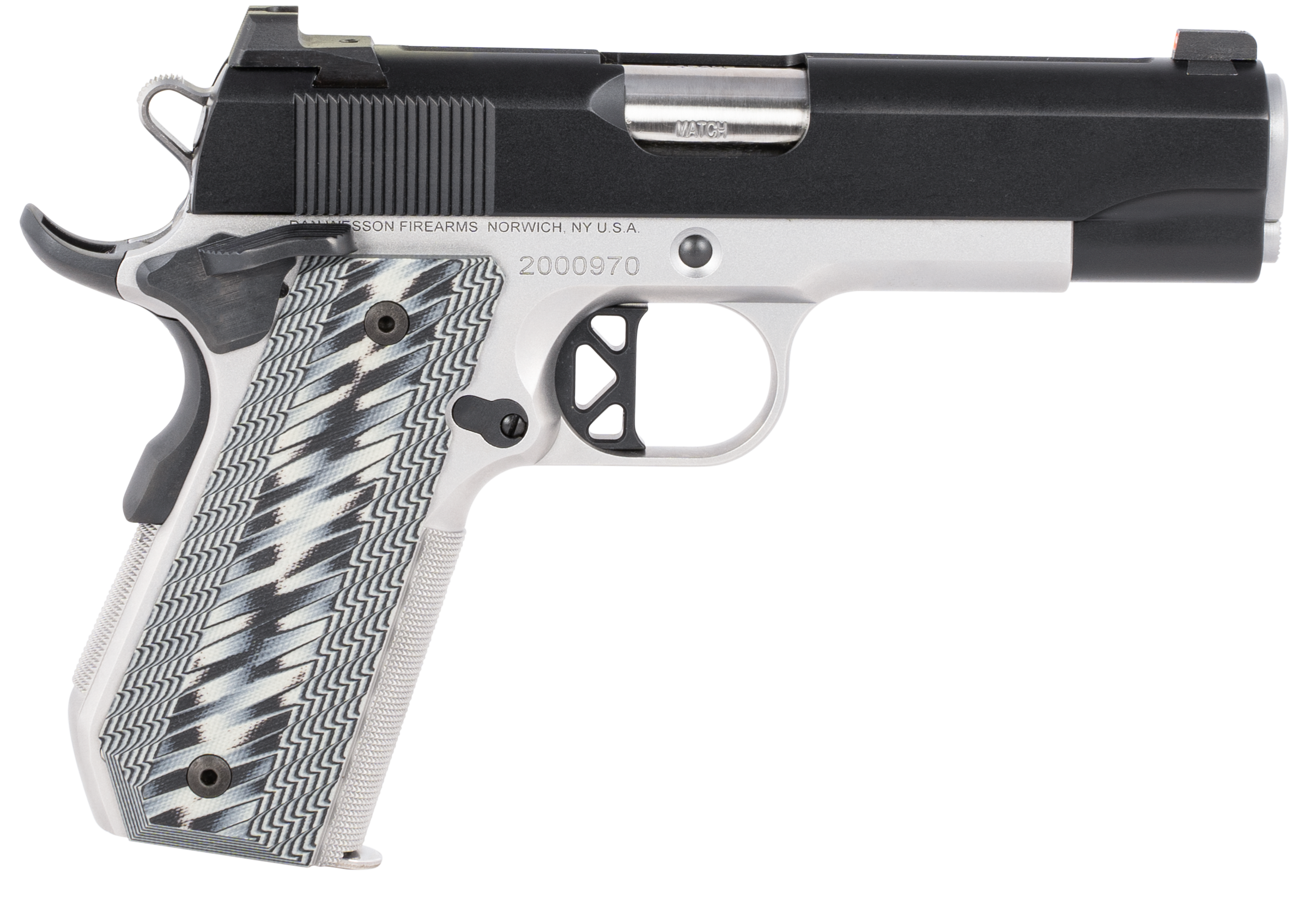 Dan Wesson V-Bob 45 ACP 4.25in 8 Rounds Stainless Frame Blued Slide Gray G10