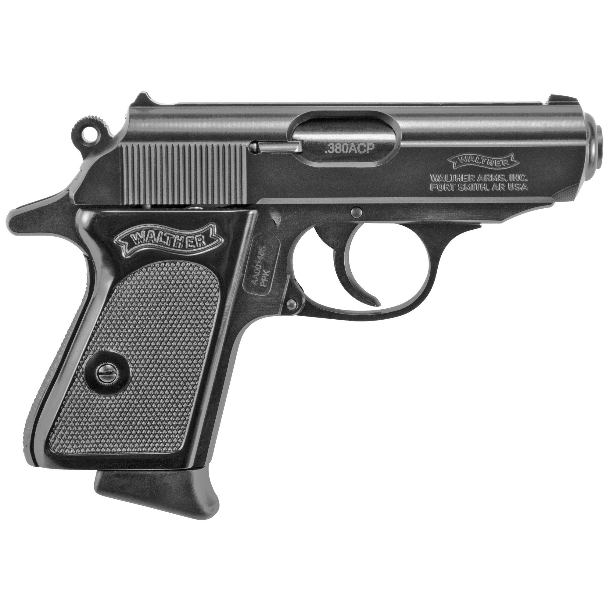 Walther Arms 4796002 PPK  380 ACP 6+1 3.30" Black Steel Barrel, Black Serrated Zinc Alloy Slide, Black Aluminum Frame w/Beavertail, Black Polymer Grip, Manual Thumb Safety